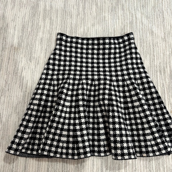 Sandro Gingham Black and White Skater Skirt